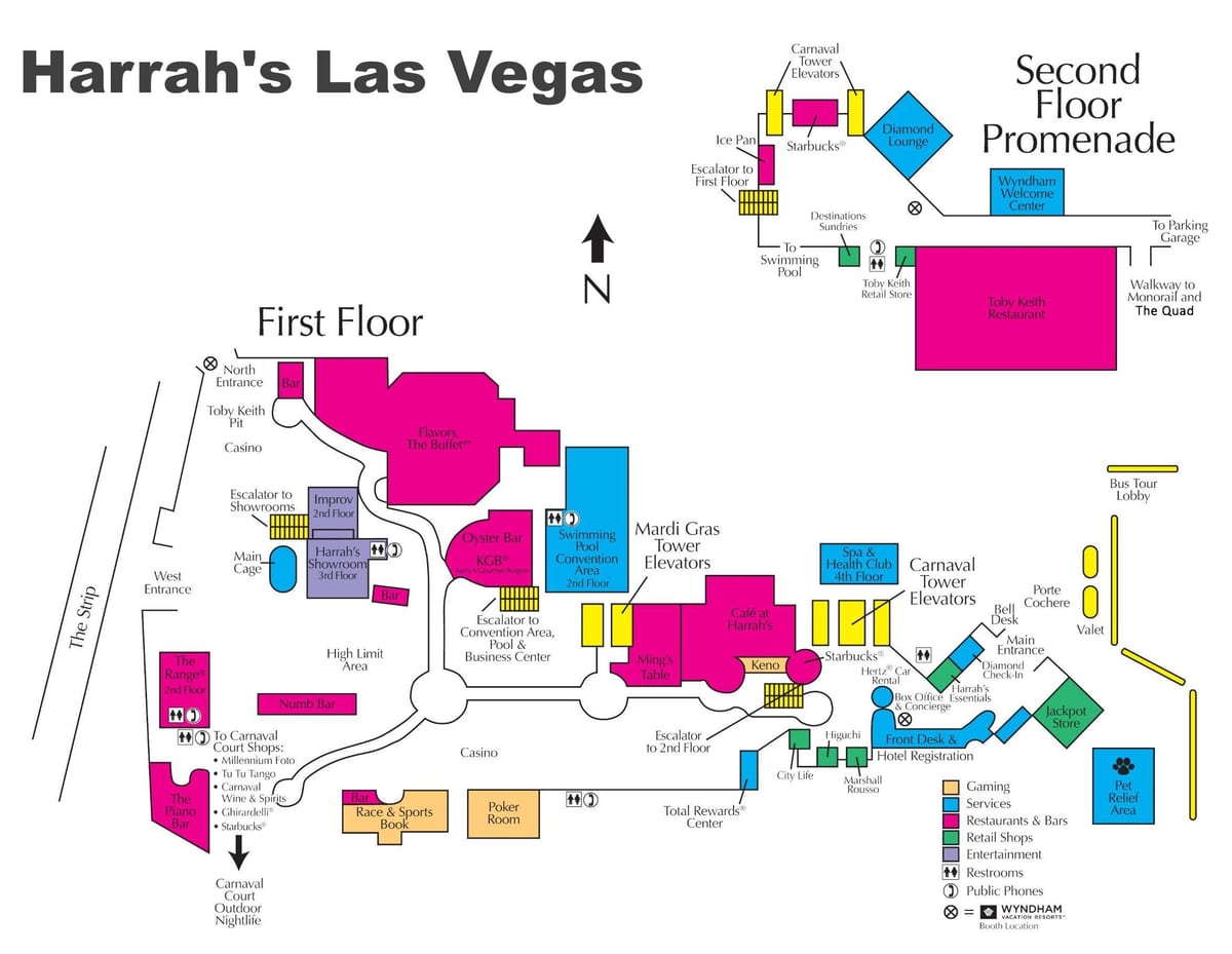 kaart van Harrah se Las Vegas
