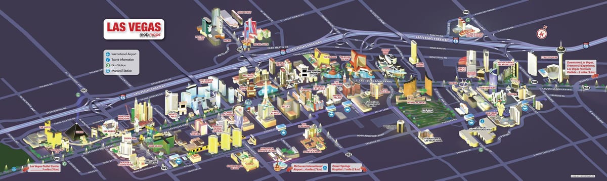 toeriste kaart van die Las Vegas-strook