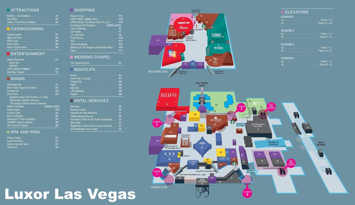 kaart van Luxor Las Vegas