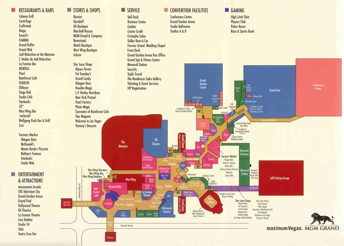 kaart van die MGM grand in Las Vegas