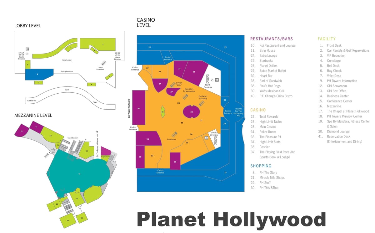 Las Vegas-strook kaart Planet Hollywood